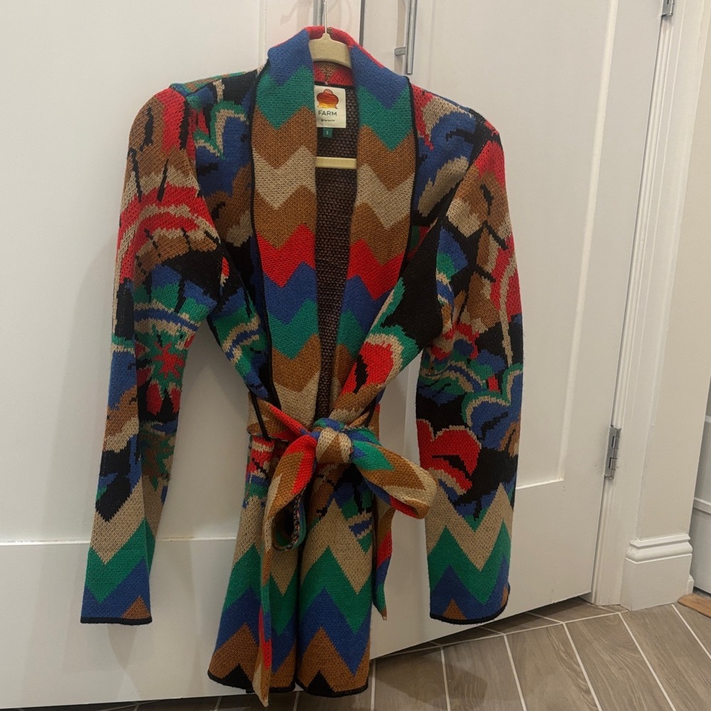 FARM RIO removable tie waist sweater jacket